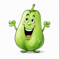 Chayote 2d cartoon illustraton on white background high qu photo