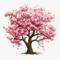 Cherry blossom 2d cartoon illustraton on white background photo