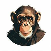 chimpancé 2d dibujos animados vector ilustración en blanco centrico foto