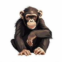 chimpancé 2d dibujos animados vector ilustración en blanco centrico foto