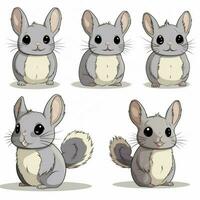 Chinchillas 2d cartoon vector illustration on white backgr photo