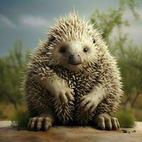 Chubby animal covered in prickly spines photo