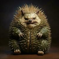 Chubby animal covered in prickly spines photo