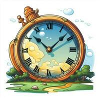 Clock 2d cartoon vector illustration on white background h photo