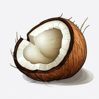 Coconut 2d cartoon illustraton on white background high qu photo