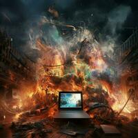 Code disruptions resulting in artistic renderings of chaos photo