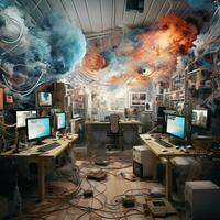 Code disruptions resulting in artistic renderings of chaos photo