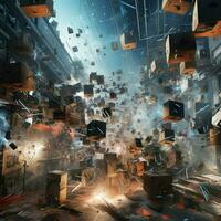 Code disruptions resulting in artistic renderings of chaos photo