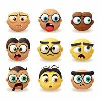 preocupado caras emojis 2d dibujos animados vector ilustración en w foto