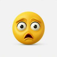 Confounded Face emoji on white background high quality 4k photo