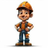 Construction Worker 2d cartoon illustraton on white backgr photo