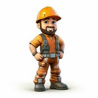 Construction Worker 2d cartoon illustraton on white backgr photo