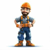 Construction Worker 2d cartoon illustraton on white backgr photo