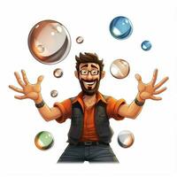 Contact juggling acrylic ball 2d cartoon illustraton on wh photo