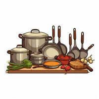 Cookware 2d cartoon illustraton on white background high q photo