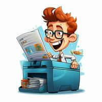 Copier 2d cartoon illustraton on white background high qua photo