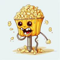 Corn Popper 2d cartoon illustraton on white background hig photo