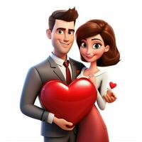 Couple with Heart Man Man 2d cartoon illustraton on white photo