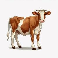 vaca 2d vector ilustración dibujos animados en blanco antecedentes hig foto