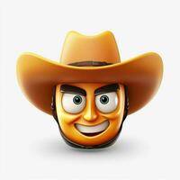 Cowboy Hat Face emoji on white background high quality 4k photo