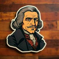 Craft a sticker inspired by a famous historical figure photo