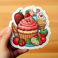 Create a sticker featuring a delightful food illustration photo