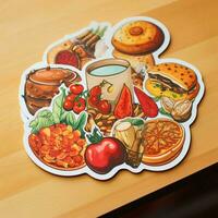 Create a sticker featuring a delightful food illustration photo