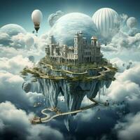 Creating a surreal dreamscape where the laws of physics do photo