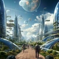 Creating a visual narrative of a futuristic utopia photo