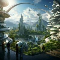 Creating a visual narrative of a futuristic utopia photo