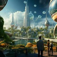 Creating a visual narrative of a futuristic utopia photo