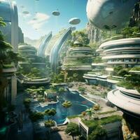Creating a visual narrative of a futuristic utopia photo
