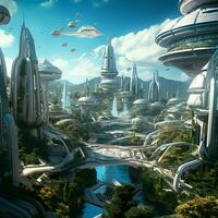 Creating a visual narrative of a futuristic utopia photo