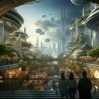 Creating a visual narrative of a futuristic utopia photo