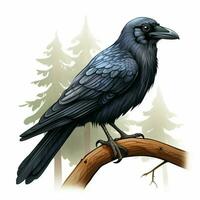 Crow 2d cartoon illustraton on white background high quali photo