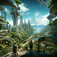 Creating a visual narrative of a futuristic utopia photo