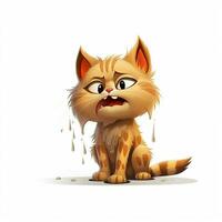 Crying Cat 2d cartoon illustraton on white background high photo