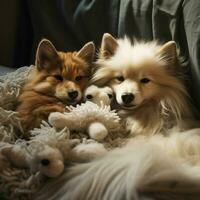 Cuddly creatures with soft fur begging for cuddle sessions photo
