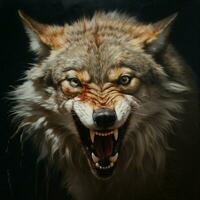 Cunning canid with sharp teeth and piercing eyes photo