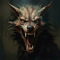 Cunning canid with sharp teeth and piercing eyes photo