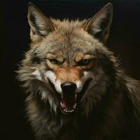 Cunning canid with sharp teeth and piercing eyes photo