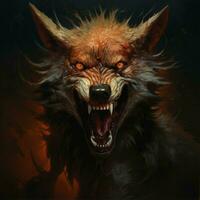 Cunning canid with sharp teeth and piercing eyes photo