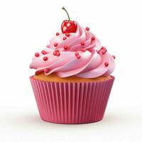 Cupcake 2d cartoon illustraton on white background high qu photo