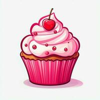 Cupcake 2d cartoon illustraton on white background high qu photo