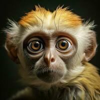 Curious primate with expressive eyes photo