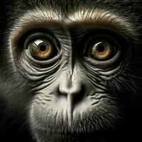 Curious primate with expressive eyes photo