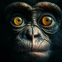 Curious primate with expressive eyes photo