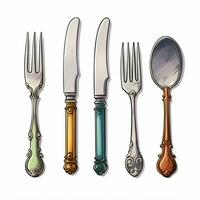 Cutlery 2d cartoon illustraton on white background high qu photo