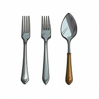 Cutlery 2d cartoon illustraton on white background high qu photo