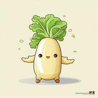 Daikon 2d vector illustration cartoon in white background photo